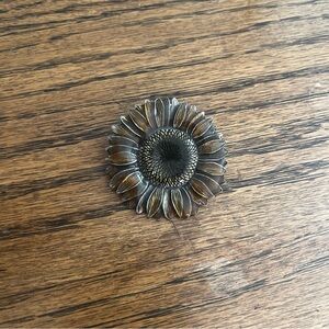 vintage dan porth pewter sunflower flower pin brooch